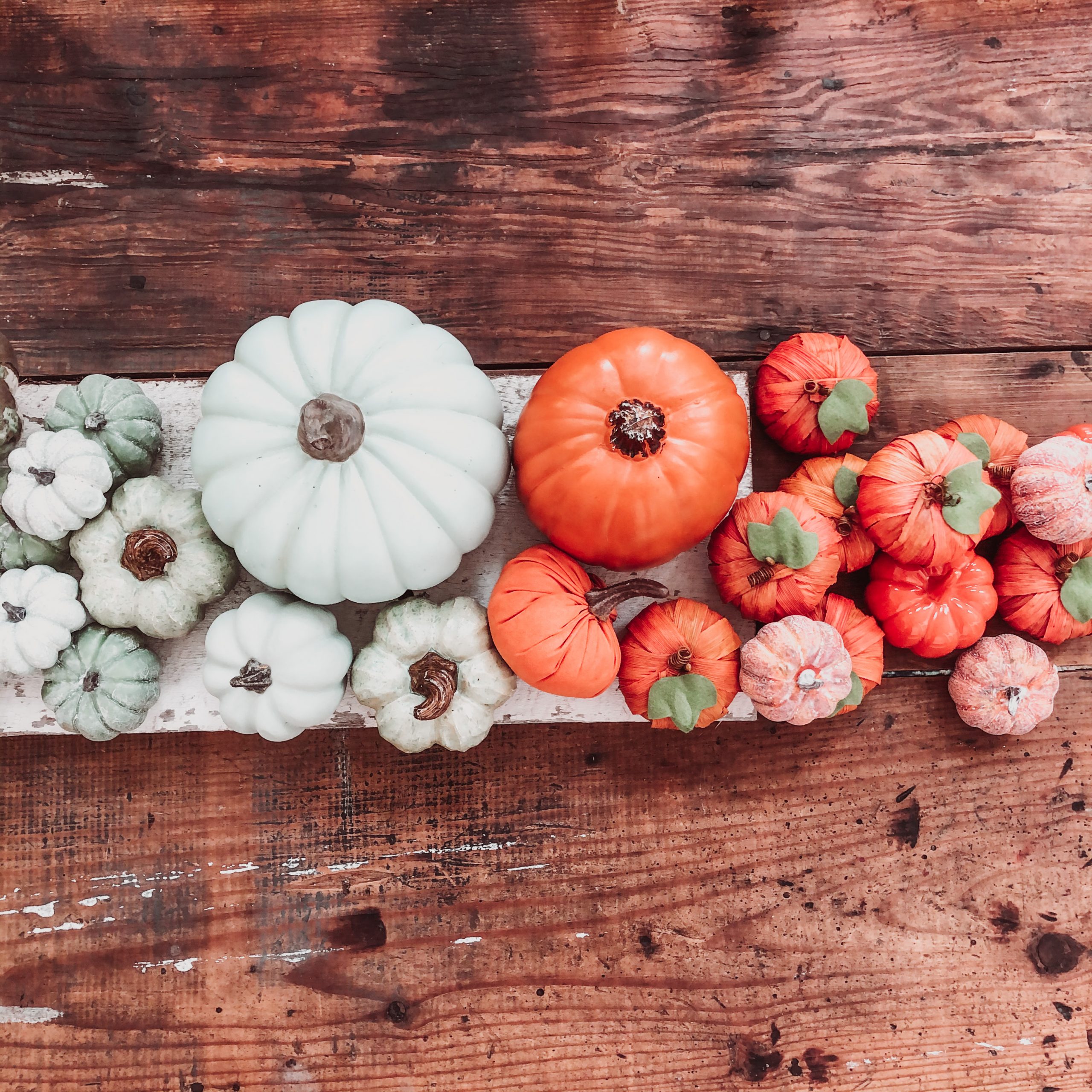 Orange and blue pumpkins