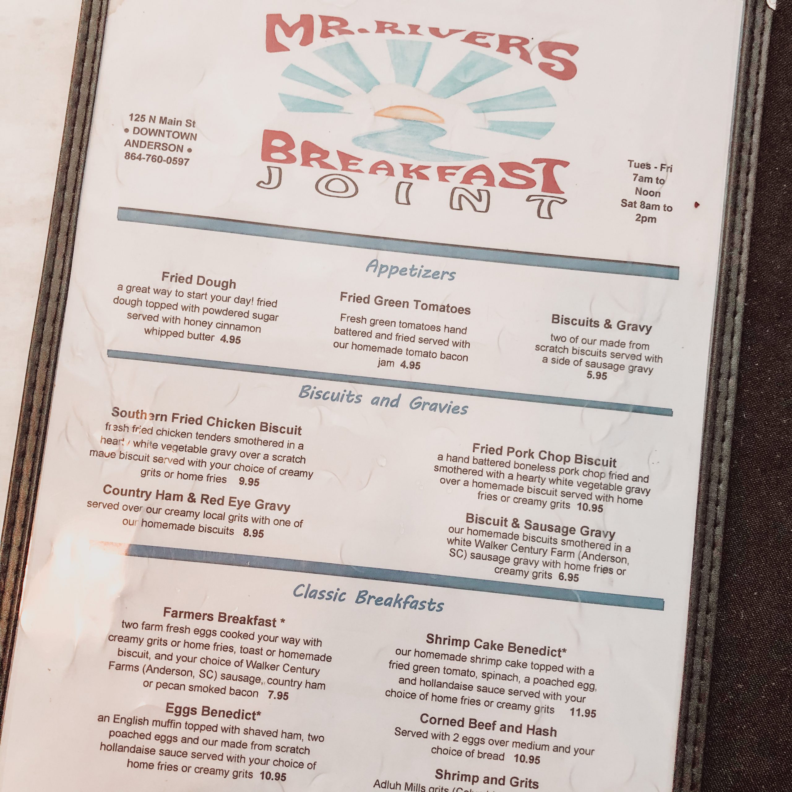Mr. Rivers menu