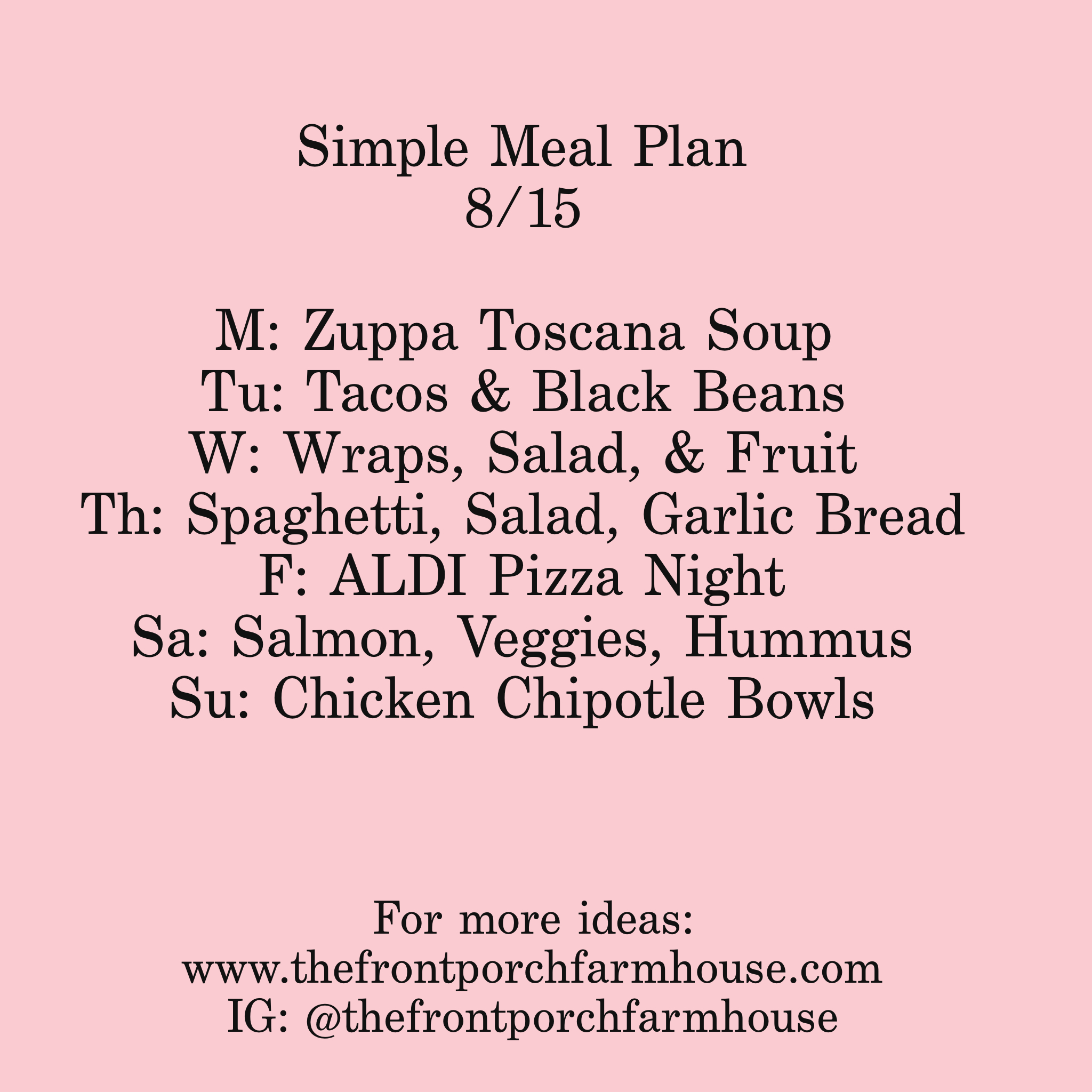 simple and budget friendly meal plan